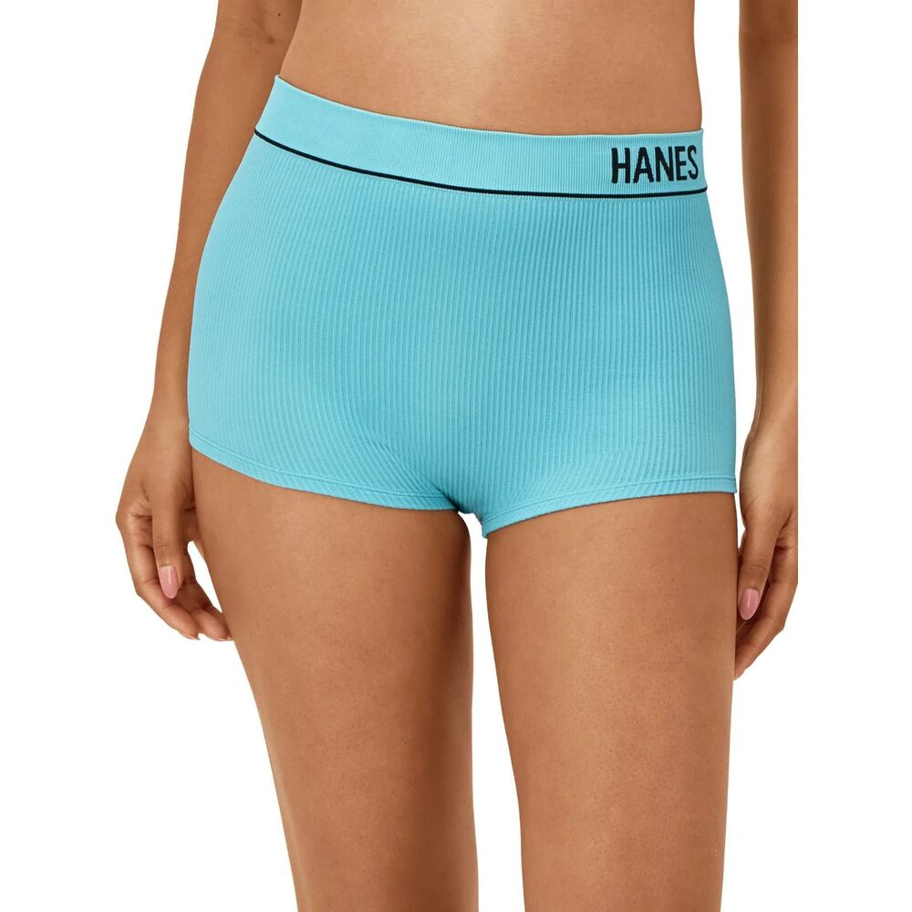 Hanes Originals Womens Seamless Rib Boyfit Underwear XXL  3-Pk Blue / Purple NWT